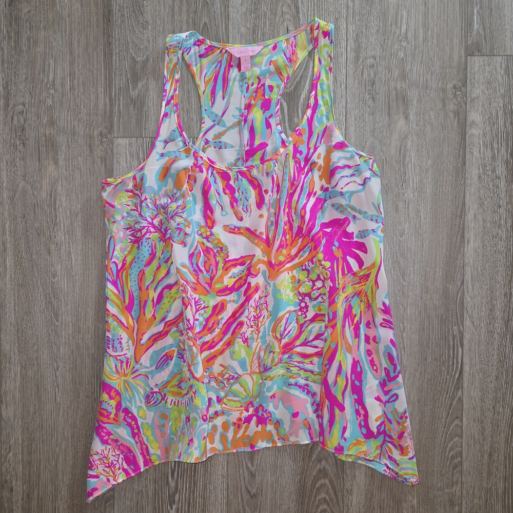 Lilly Pulitzer Vibrant Multicolor Silk Tank Top